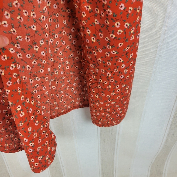 Lulus Absolutely Serene Rust Red Floral Print Ruched Maxi Skirt Red Size Small - Picture 6 of 13